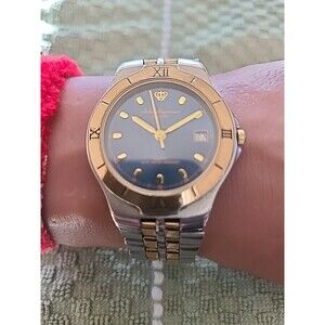 Vintage Men's JULES JURGENSEN Gold Two/Tone Quartz Watch, Date, 7157 Needs Batt
